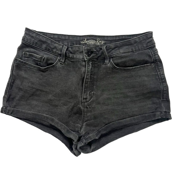 American Rag Distressed Black Wash Denim Shorts sz 9 - Picture 9 of 10